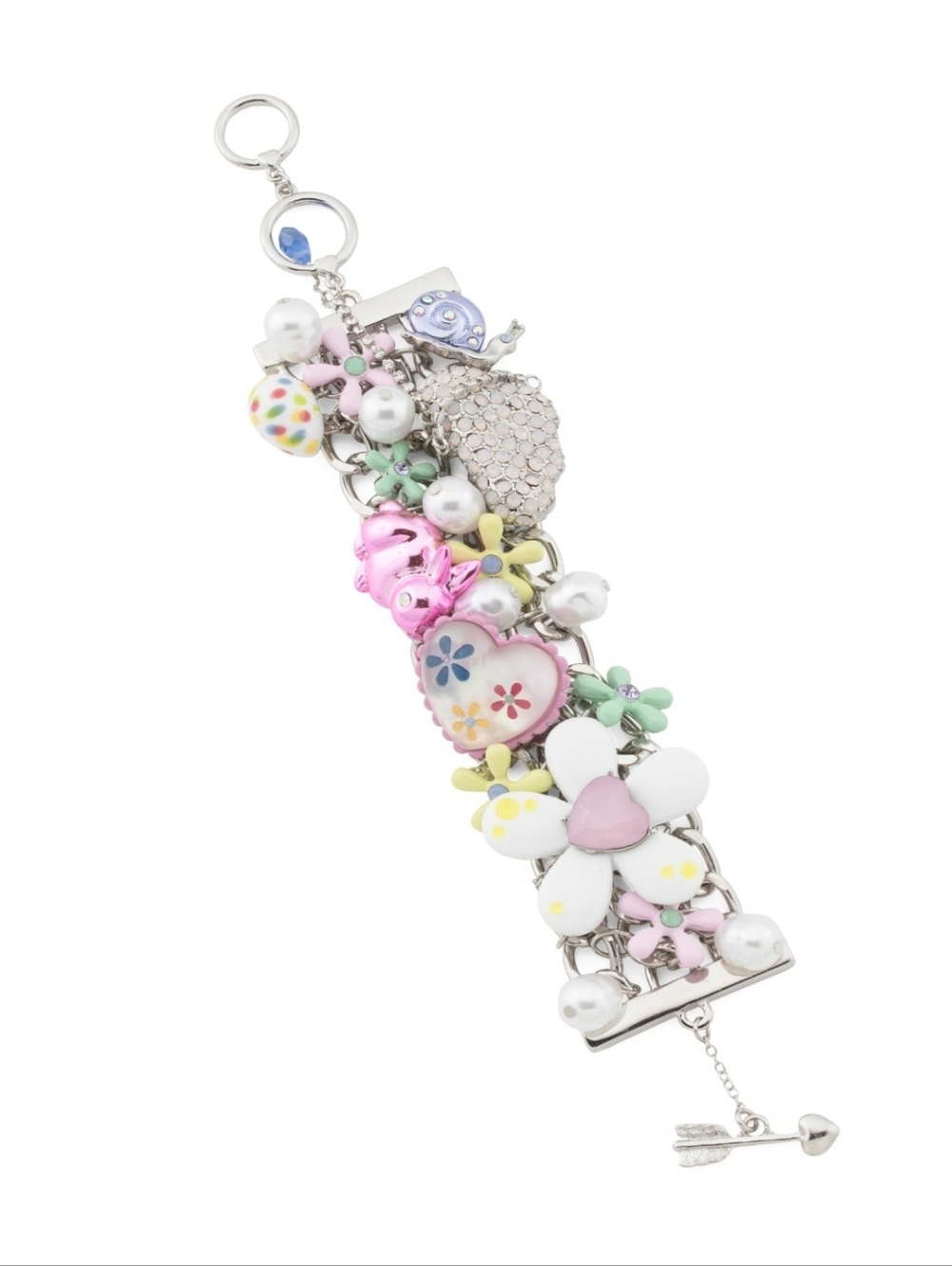 👉✨️ Betsey Johnson Silver Floral Toggle Charm Bracelet -